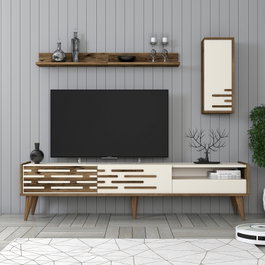 Hanah Home Valensiya Mueble de TV Nogal y Crema